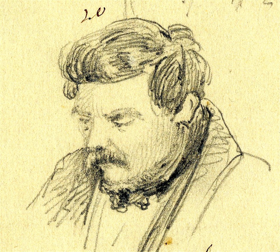 HUA-32167-Portret van Dirk van Lokhorst geboren Utrecht 11 november 1818 beeldend kunstenaar te Utrecht overleden Utrecht 1893 Borstbeeld linksNr 20 op een blad