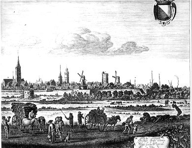 HUA-30783-Profiel van de stad Utrecht uit het westen gezien het gedeelte met de Geertekerk tot het einde De nummering staat voor de volgende gebouwen 33 Geertek