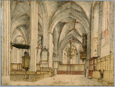 HUA-28598-Interieur van de Jacobikerk te Utrecht de zuiderzijbeuk uit het westen