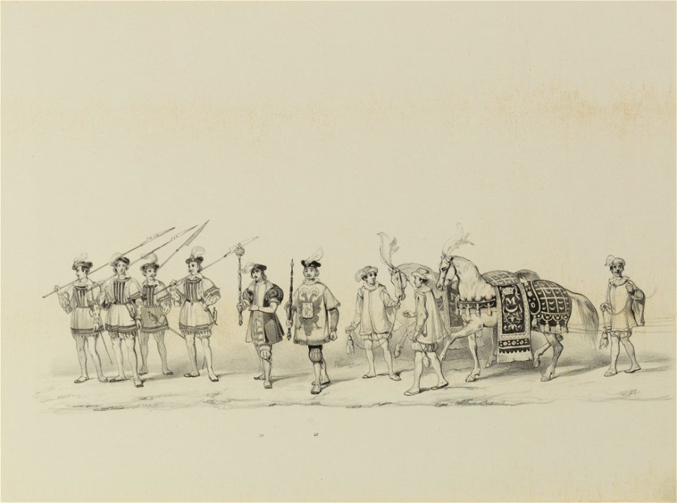 HUA-32610-Zevende gedeelte van de maskerade van de studenten van de Utrechtse hogeschool op 17 juni 1846 voorstellende de intocht van prins Philips II in Utrech