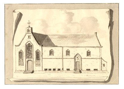 HUA-35089-Gezicht op de voorgevel van het Bartholomeïgasthuis aan de Lange Smeesteeg te UtrechtNB de naam Lange Smeesteeg is in 1878 gewijzigd in Lange Smeestra