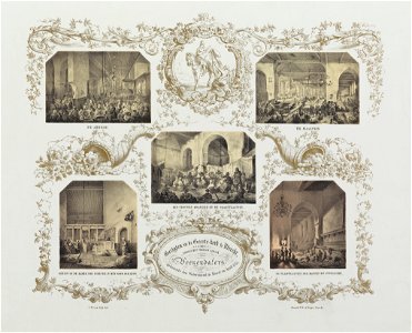HUA-32678-Interieurs van de Geertekerk te Utrecht vijf gezichten in verschillende gedeelten van de kerk in gebruik als opvangcentrum voor inwoners van Veenendaa