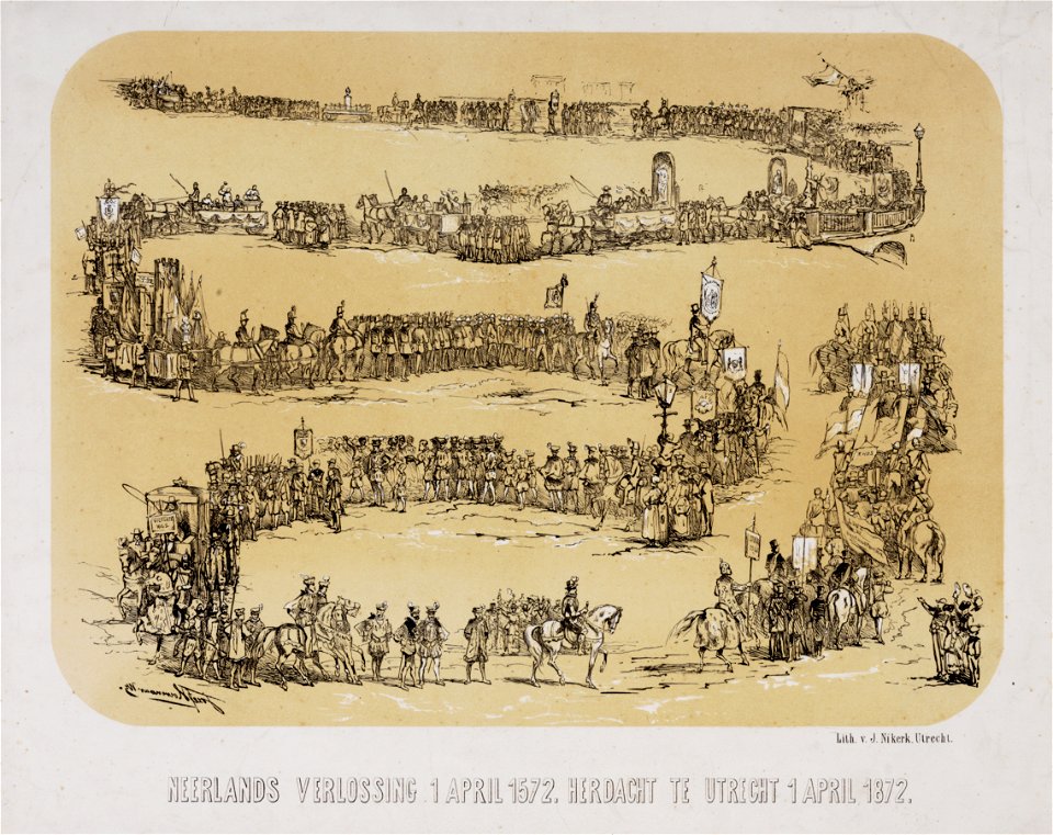 HUA-29240-Gekostumeerde optocht ter gelegenheid van het derde eeuwfeest van de Nederlandse bevrijding van de Spaanse overheersing