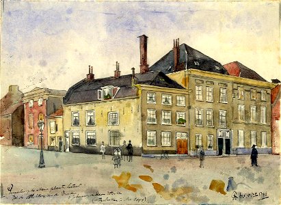 HUA-32260-Gezicht op de voorgevels van de huizen aan de westzijde van de Mariaplaats te Utrecht uit het zuidoosten kort voor hun afbraakNB Deze huizen zijn in n