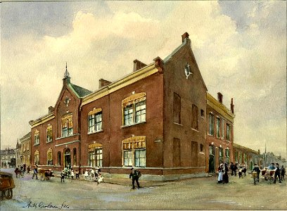 HUA-32273-Gezicht op de voor en de zijgevel van de Openbare Lagere School aan de Vlijtstraat nr 13 te Utrecht