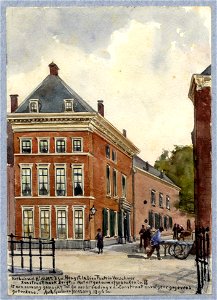 HUA-30739-Gezicht vanaf het Janskerkhof te Utrecht op het hoekhuis Drift links Zonstraat rechts kort voor de afbraak ten behoeve van de verbreding van de Zonstr