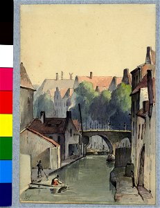 HUA-30469-Gezicht op de Oudegracht te Utrecht uit het zuiden met rechts de voorgevels van enkele huizen aan de Werf aan deTwijnstraat en op de achtergrond de Vo