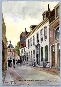 HUA-30696-Gezicht in de Herenstraat te Utrecht uit het noordoosten met op de achtergrond het hoekhuis Nieuwegracht Hamburgerstraat