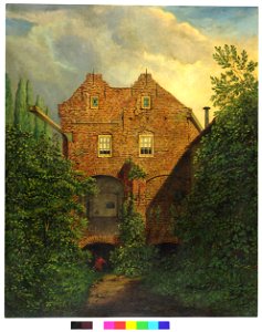 HUA-28425-Gezicht in het bastion Sterrenburg te Utrecht op de westgevel van het huis boven de zuidelijke geschutskelders