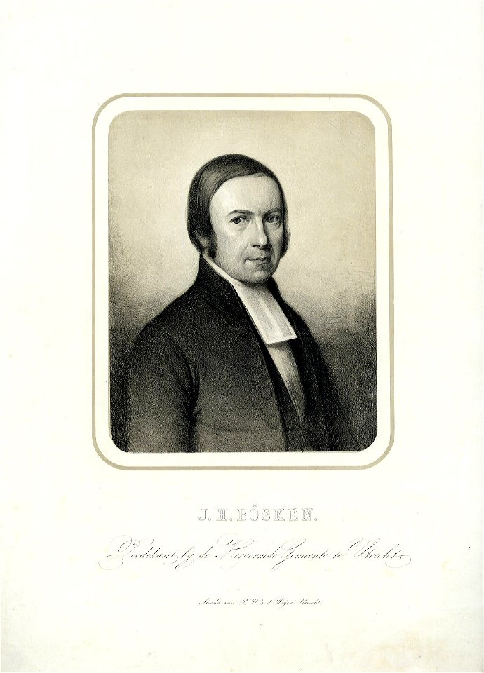 HUA-31809-Portret van JH Bösken geboren 1805 hervormd predikant te Utrecht 1845 1873 overleden 1873 Borstbeeld rechts