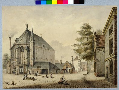 HUA-31139-Gezicht op de Mariaplaats te Utrecht met het koor en de bijgebouwen van de Mariakerk uit het noordoosten met rechts op de achtergrond het zogenoemde G. Free illustration for personal and commercial use.
