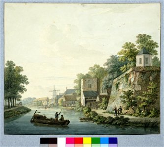 HUA-30854-Gezicht over de stadsbuitengracht op de stadswal te Utrecht uit het noordoosten met links een gedeelte van de singel rechts het bastion Zonnenburg in 