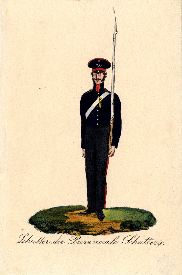 HUA-32494-Afbeelding van het uniform van een schutter van de Utrechtse Provinciale Schutterij