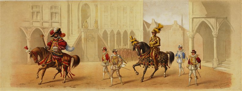 HUA-29170-Vierde blad van de maskerade van de studenten van het Utrechtsch Studenten Corps op 28 juni 1881 ter gelegenheid van het 49ste lustrum voorstellende d
