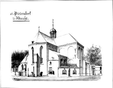 HUA-31107-Gezicht op de Pieterskerk aan het Pieterskerkhof te Utrecht uit het noordoosten