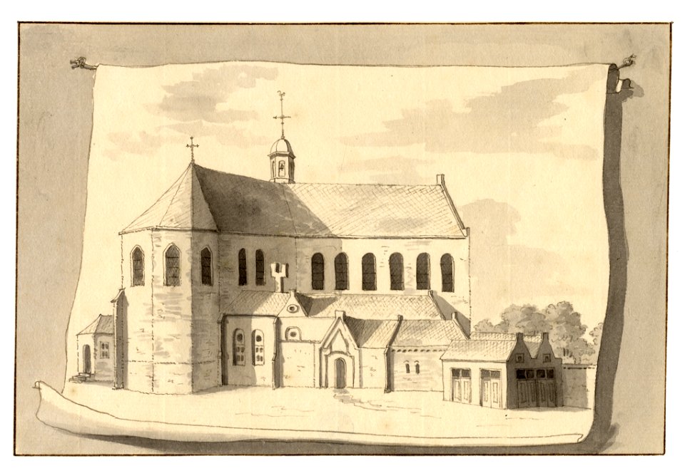 HUA-35034-Gezicht op de Pieterskerk te Utrecht uit het noordwesten