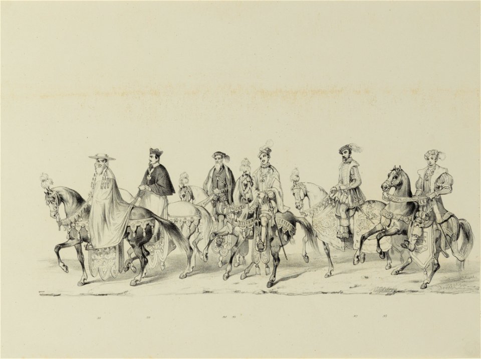 HUA-32619-Zestiende gedeelte van de maskerade van de studenten van de Utrechtse hogeschool op 17 juni 1846 voorstellende de intocht van prins Philips II in Utre