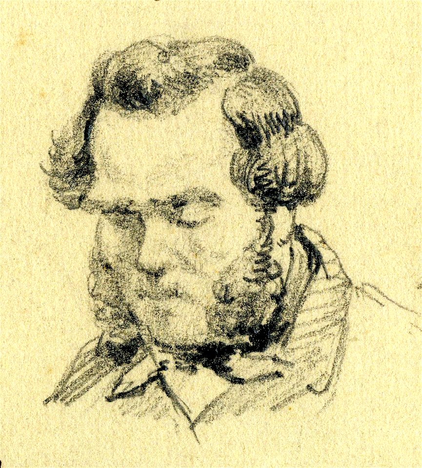 HUA-32152-Portret van Dekker geboorte en sterfjaar onbekend beeldend kunstenaar te Utrecht Borstbeeld rechtsNr 5 op een blad met 26 portretten in borstbeeld van