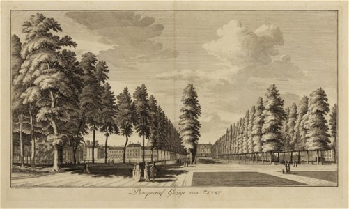 HUA-29275-Gezicht in de Nassau Odijklaan te Zeist in de richting van Het Slot met links het Broederplein en rechts het Zusterplein