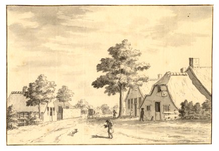 HUA-35004-Gezicht op enige huizen langs een weg in Abstede buiten de Wittevrouwenpoort te Utrecht