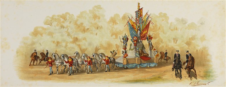 HUA-29159-Zevende blad van de maskerade van de studenten van het Utrechtsch Studenten Corps op 27 juni 1876 ter gelegenheid van het 48ste lustrum voorstellende 