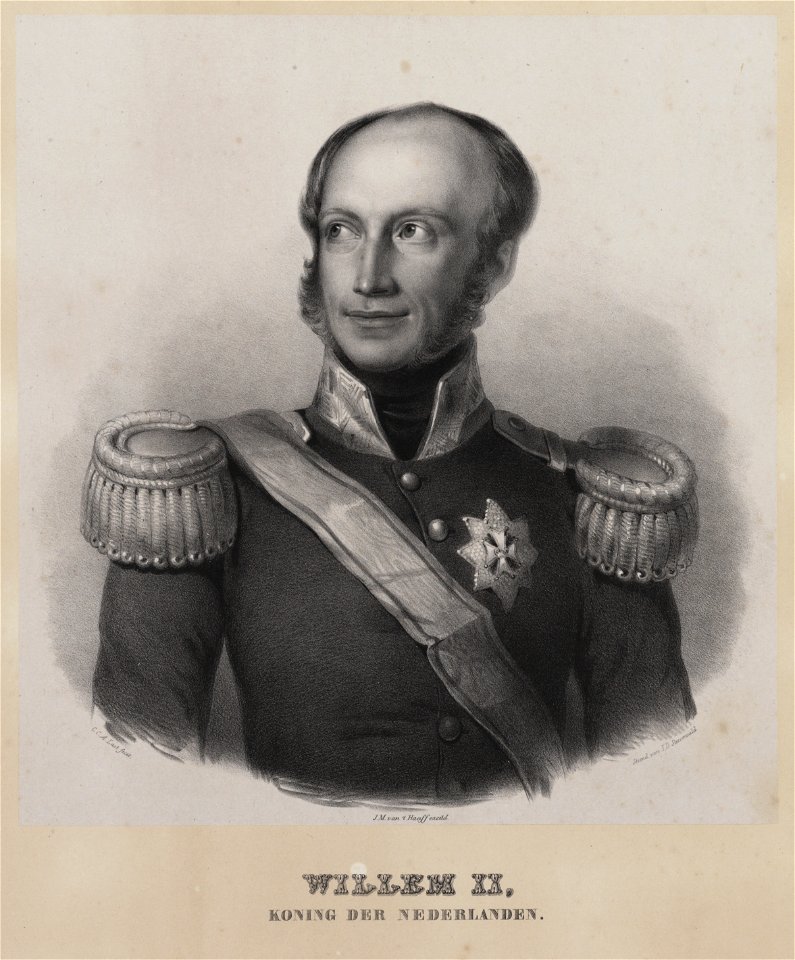 HUA-32015-Portret van Willem II van Oranje Nassau geboren 1792 koning der Nederlanden 1840 1849 overleden 1849 Borstbeeld van voren in uniform
