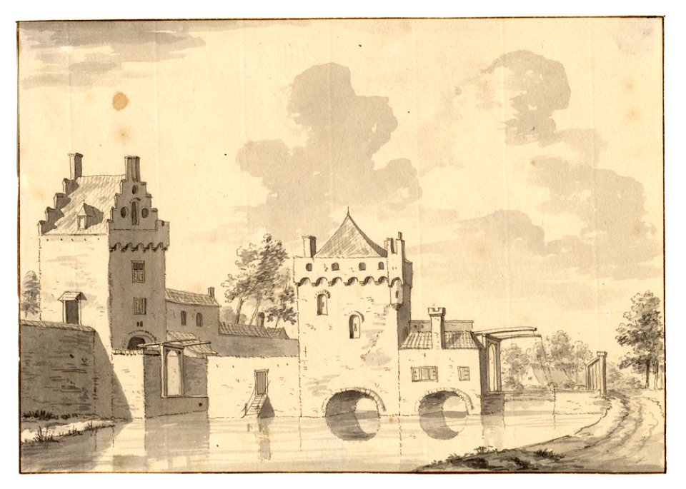 HUA-35023-Gezicht over de stadsbuitengracht op de Wittevrouwenpoort te Utrecht uit het zuidoosten