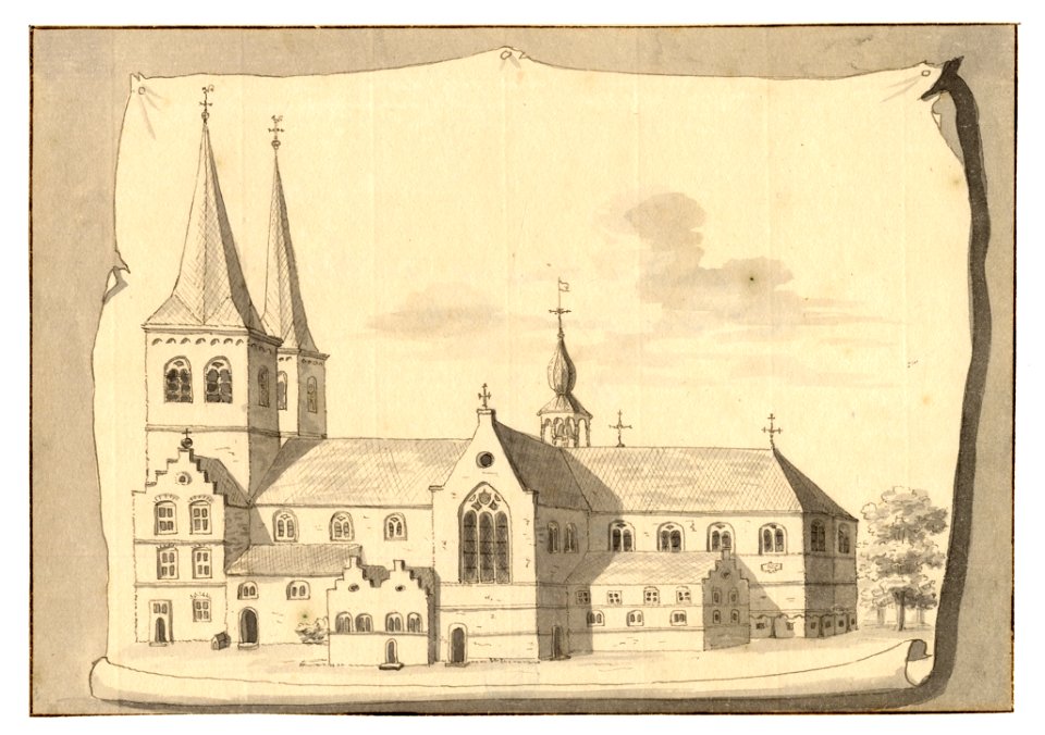 HUA-35033-Gezicht op de St Salvatorkerk te Utrecht uit het zuiden