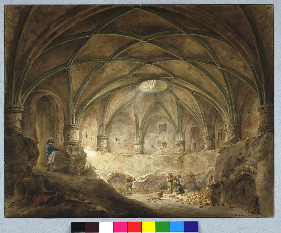 HUA-30933-Gezicht in het zuidwestelijke bastion van kasteel Vredenburg Spanjaardsgat te Utrecht uit het westen