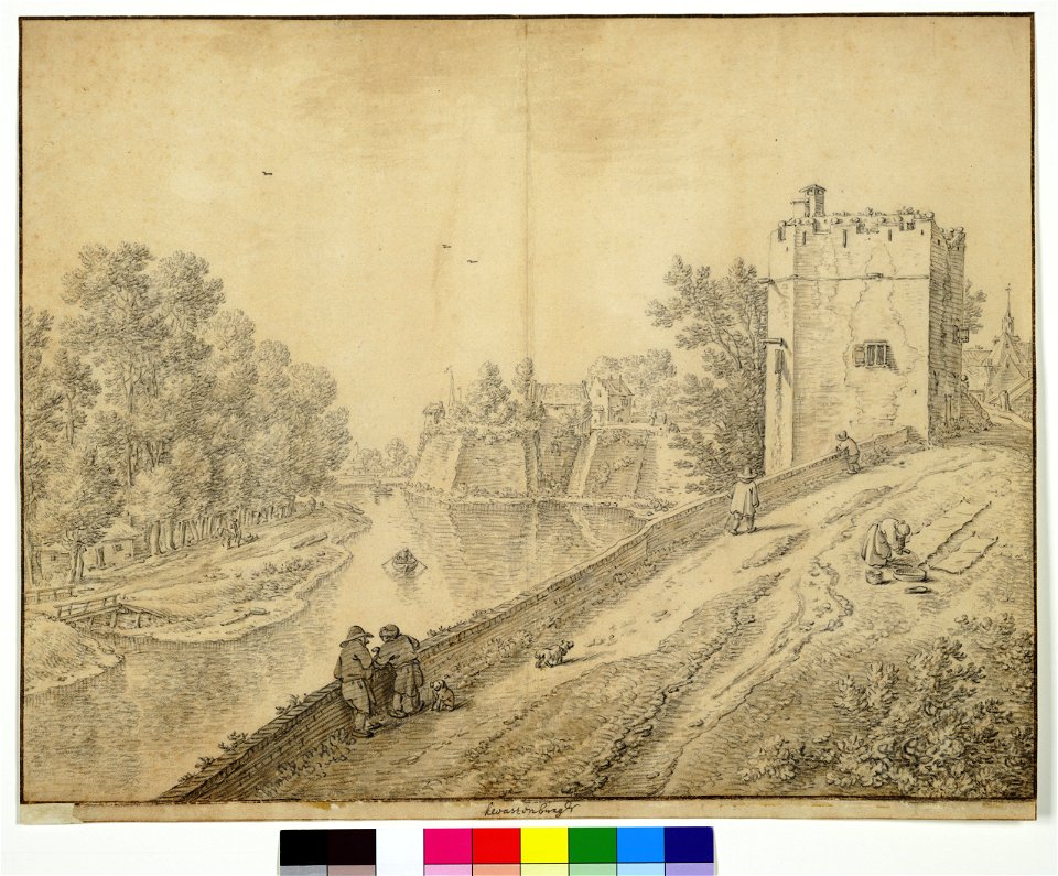 HUA-30848-Gezicht vanaf de stadswal over de stadsbuitengracht te Utrecht uit het noorden met rechts de toren op het St Servaashek en op de achtergrond het basti