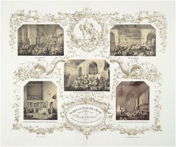 HUA-31615-Interieurs van de Geertekerk te Utrecht vijf gezichten in verschillende gedeelten van de kerk in gebruik als opvangcentrum voor inwoners van Veenendaa