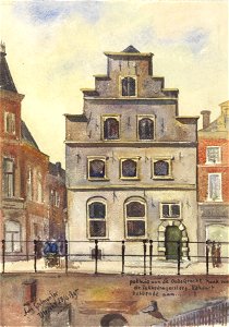 HUA-30746-Gezicht op de voorgevel van het huis Oudegracht Weerdzijde 80 te UtrechtNB Het adres Oudegracht Weerdzijde 80 is in 1917 gewijzigd in Oudegracht 103