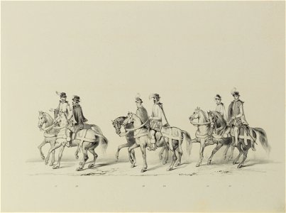 HUA-32608-Vijfde gedeelte van de maskerade van de studenten van de Utrechtse hogeschool op 17 juni 1846 voorstellende de intocht van prins Philips II in Utrecht