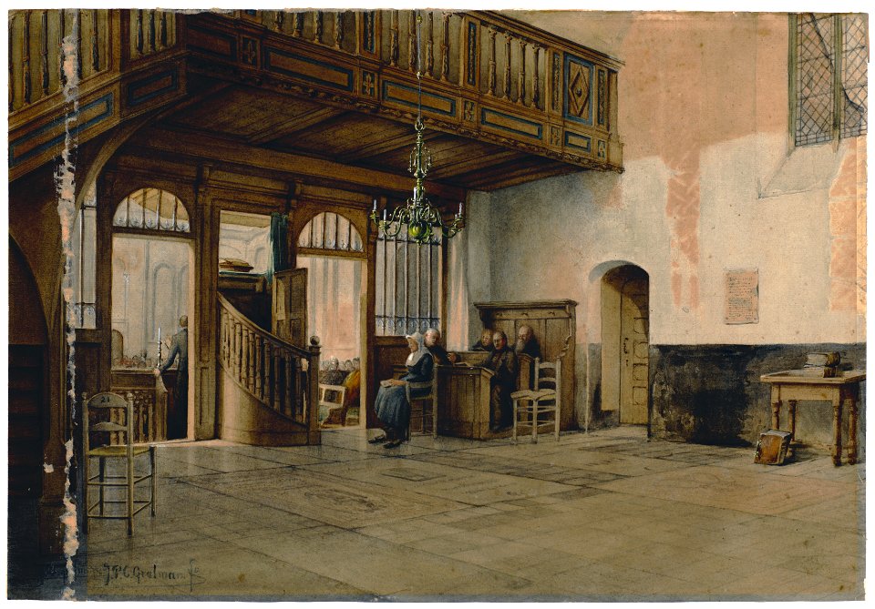 HUA-29365-Interieur van de Geertekerk Geertekerkhof te Utrecht het koor gezien uit het zuidoosten
