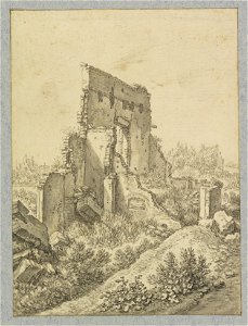 HUA-36260-Gezicht op een geruïneerd gebouw buiten de Catharijnepoort te Utrecht