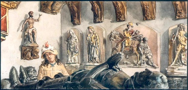 HUA-31724-Interieur van het stadhuis Stadhuisbrug te Utrecht het Stedelijk Museum van Oudheden op de tweede verdieping een hoek van een van de zalen met middele
