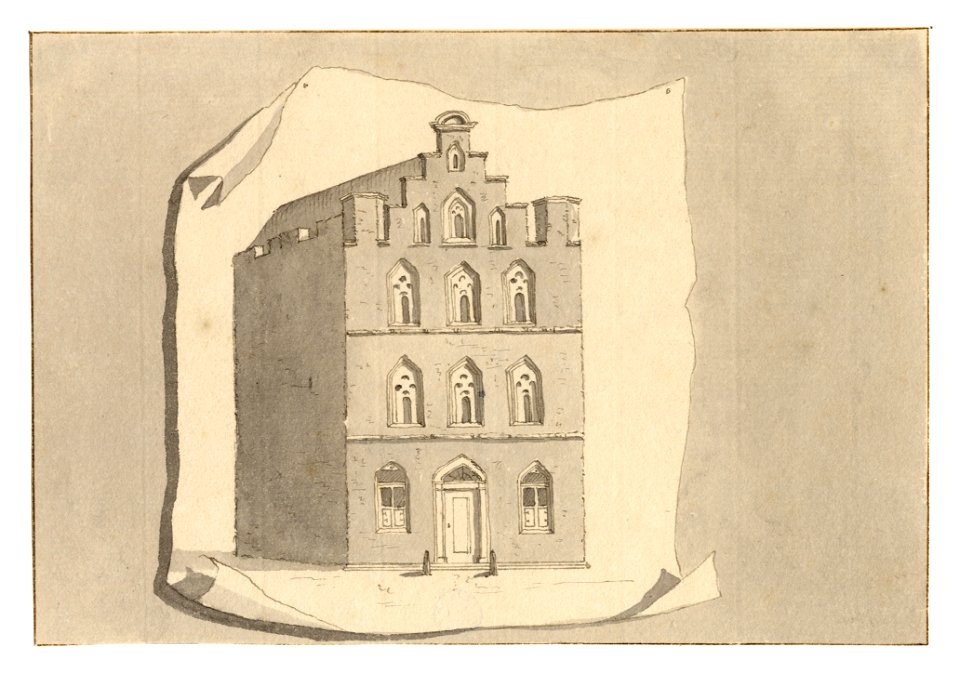 HUA-35114-Afbeelding van de zij en de voorgevel van het huis Fresenburg aan de Oudegracht te UtrechtNB Het huis Fresenburg heeft sinds 1917 het adres Oudegracht