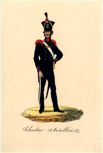 HUA-32479-Afbeelding van het uniform van een schutter van de Artillerie van de Stedelijke Schutterij van Utrecht