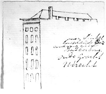 HUA-35818-Afbeelding van de voor en de zijgevel van het huis Groenewoude aan de Oudegracht te UtrechtNB Het huis Groenewoude heeft sinds 1917 het adres Oudegrac