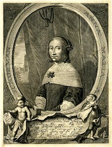 HUA-32073-Portret van Anna Maria van Schurman geboren Keulen 5 november 1607 schrijfster en dichteres te Utrecht overleden Wiewerd 5 mei 1678 Te halve lijve rec