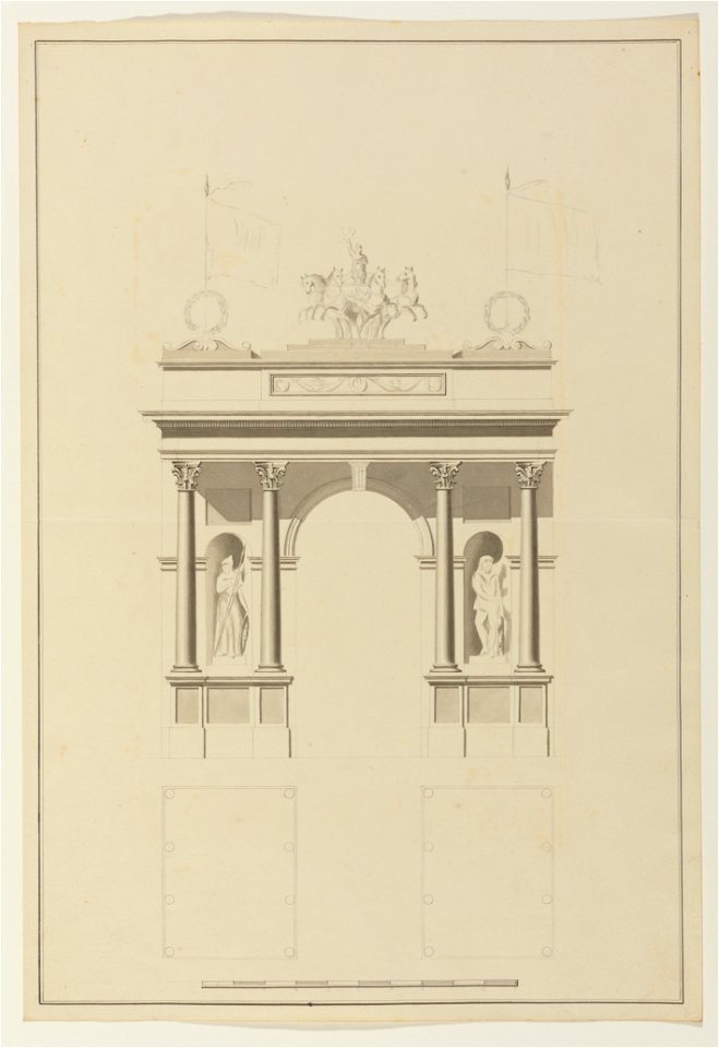 HUA-32549-Afbeelding van een ontwerp voor een erepoort op te richten voor het bezoek van koning Willem II aan Utrecht op 18 mei 1841