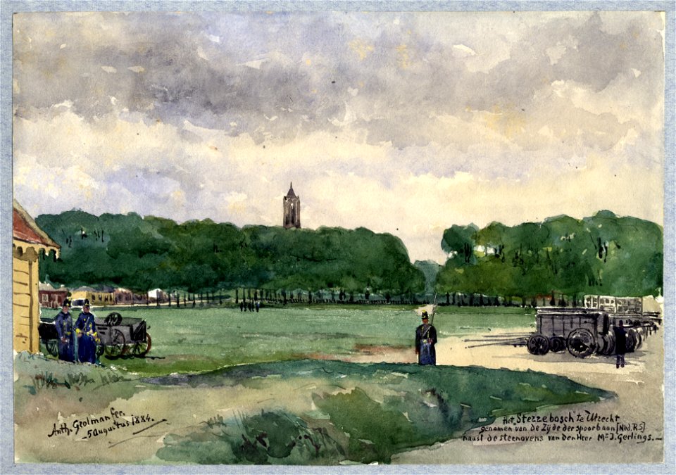 HUA-30755-Gezicht op het Sterrenbosterrein te Utrecht uit het westen met de Catharijnesingel op de achtergrond