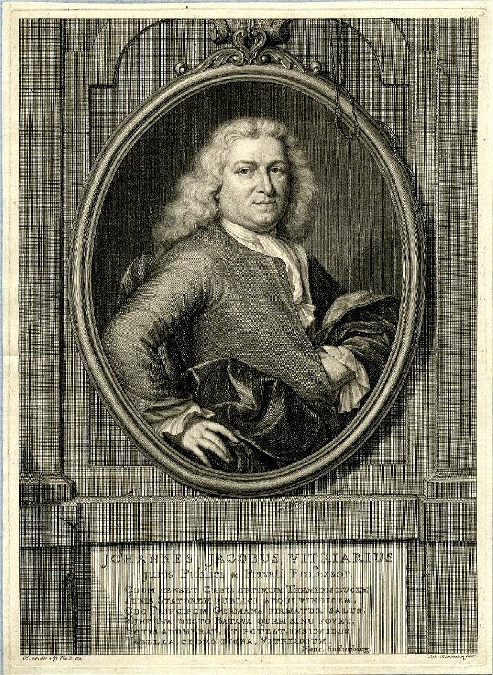 HUA-32182-Portret van Johannes Jacobus Vitriarius geboren 1679 hoogleraar in de rechtsgeleerdheid aan de Utrechtse hogeschool 108 1719 overleden 1745 Te halve l