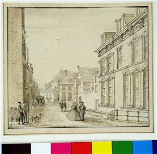 HUA-35442-Gezicht in de Drift en de Keistraat te Utrecht vanaf het Janskerkhof uit het noorden met rechts de zijgevel van het huis Janskerkhof 12 en op de achte