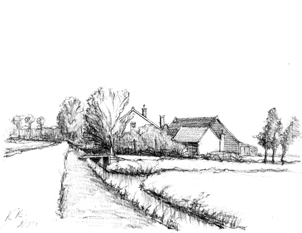HUA-36039-Gezicht op de Vechtdijk langs de noordoostzijde van de Vecht te Utrecht ter hoogte van het Noorderbad uit het zuiden met de boerderij Ruimzicht Vechtd