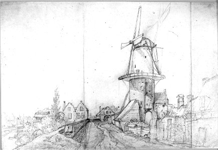 HUA-30833-Gezicht boven op de stadswal te Utrecht uit het noordoosten met links de stadsbuitengracht in het midden het bastion Sterrenburg met het woonhuis en d