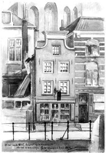 HUA-30760-Gezicht op de voorgevels van enkele huizen aan de Vismarkt te Utrecht met in het midden het huis nr 22