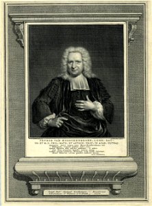 HUA-31984-Portret van Petrus van Musschenbroek geboren 1692 hoogleraar in de wiskunde aan de Utrechtse hogeschool 1723 1740 overleden 1761 Te halve lijve van vo