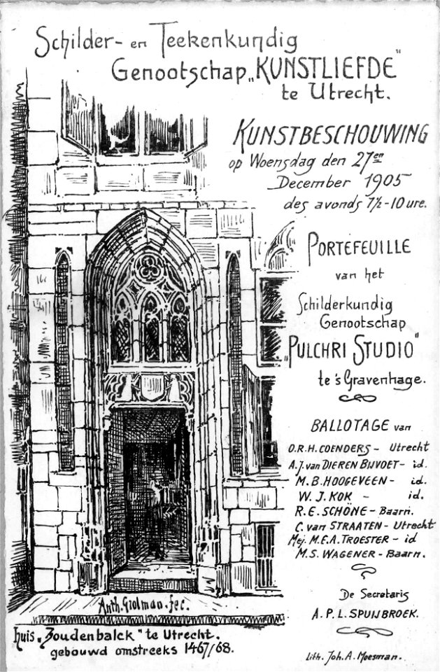 HUA-35296-Afbeelding van de ingangspoort van het huis Zoudenbalch aan de Donkerstraat wijk E nr 422 422A te UtrechtNB Het adres E 422 422A is in 1890 gewijzigd 