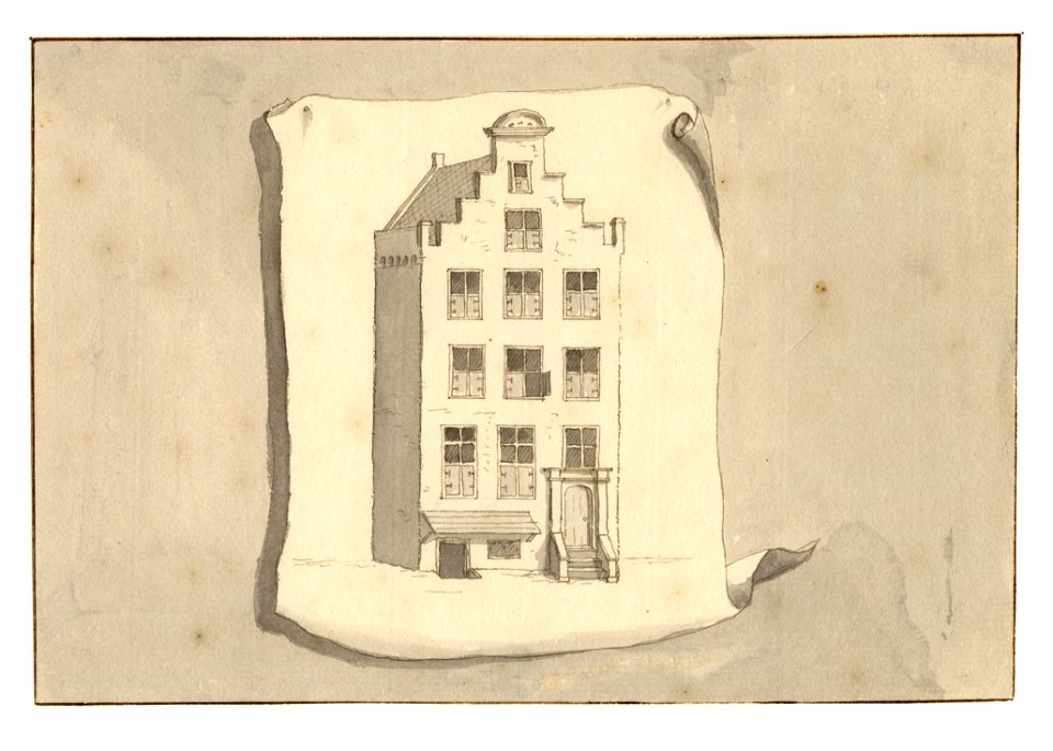 HUA-35111-Afbeelding van de voorgevel van het huis Sandenburg aan de Oudegracht te UtrechtNB Het huis Sandenburg heeft sinds 1917 het adres Oudegracht 104